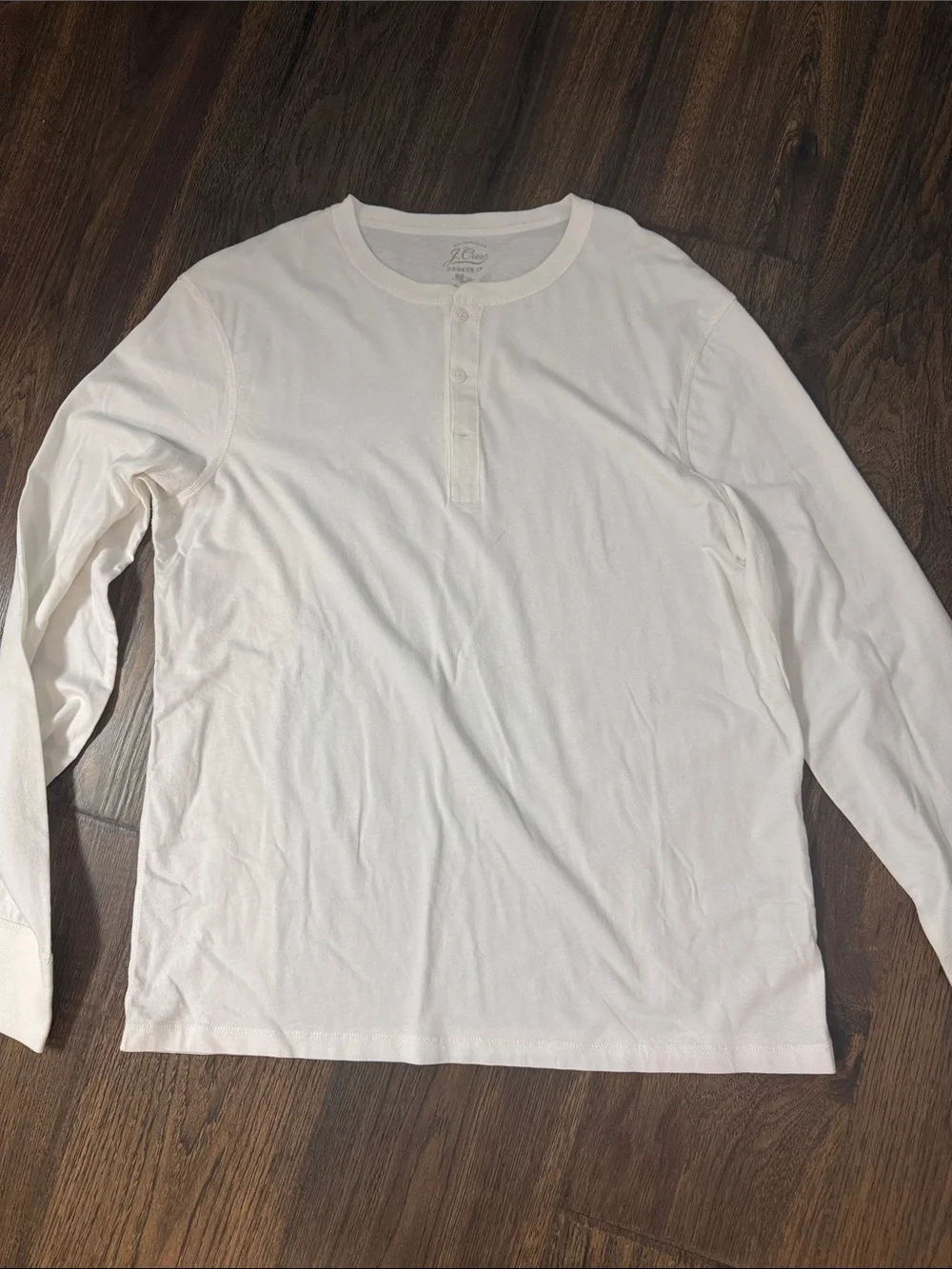 J. Crew Crewneck Henley Long-Sleeve Shirt in White